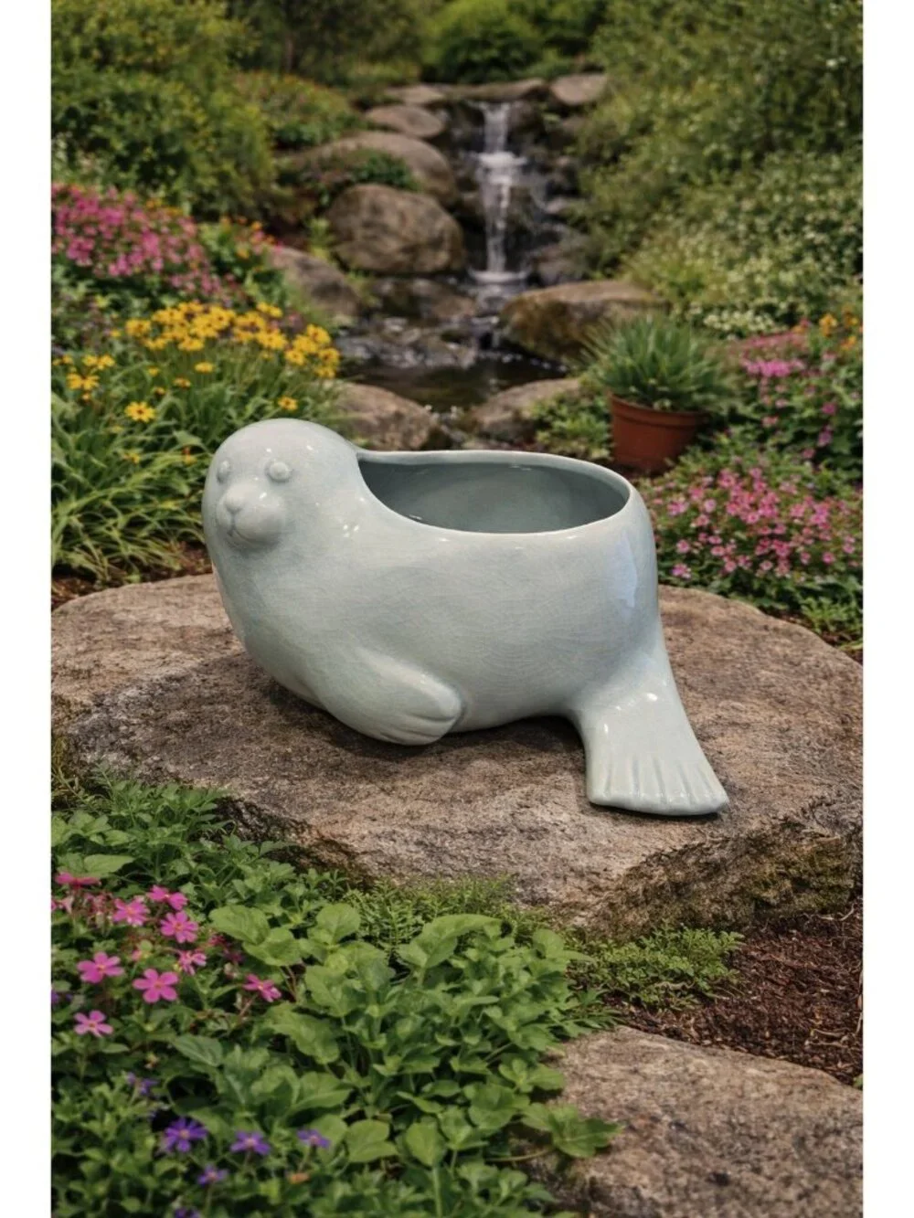 New Blue Rustic Seal Ceramic Indoor Outdoor Planter Catus Succulent Pot